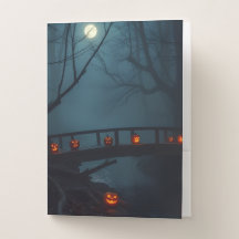 Moonlit Haunted Bridge Halloween Folder