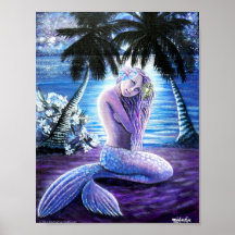 Moonlit Mermaid Art Impressão