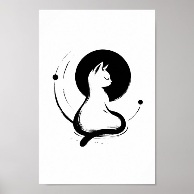 Moonlit Zen Cat Poster (Frente)