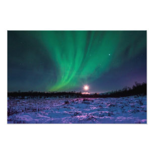 Moonrise e o impressão da foto da aurora boreal