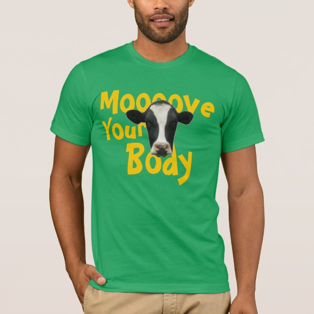 Moooove seu t-shirt da vaca do corpo (Frente)