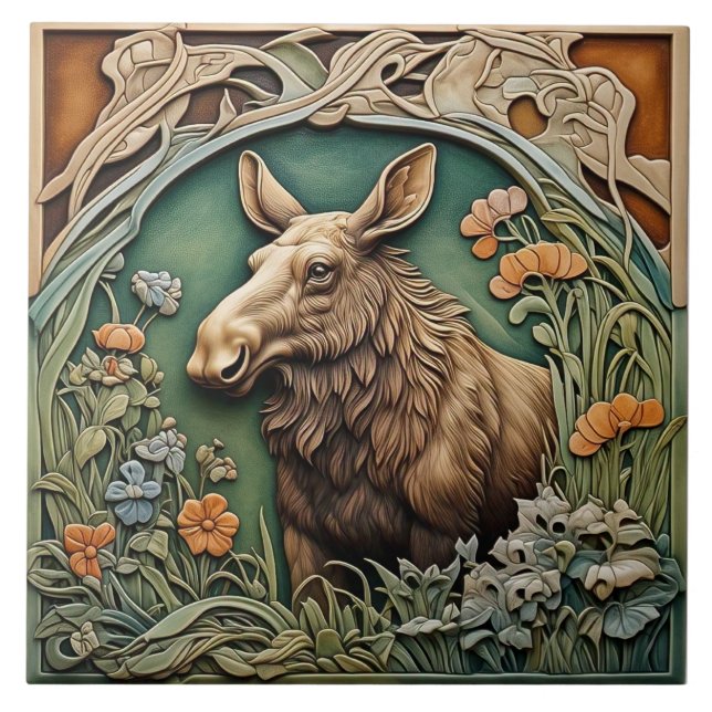 Moose - Art Nouveau Azulejo cerâmico (Frente)