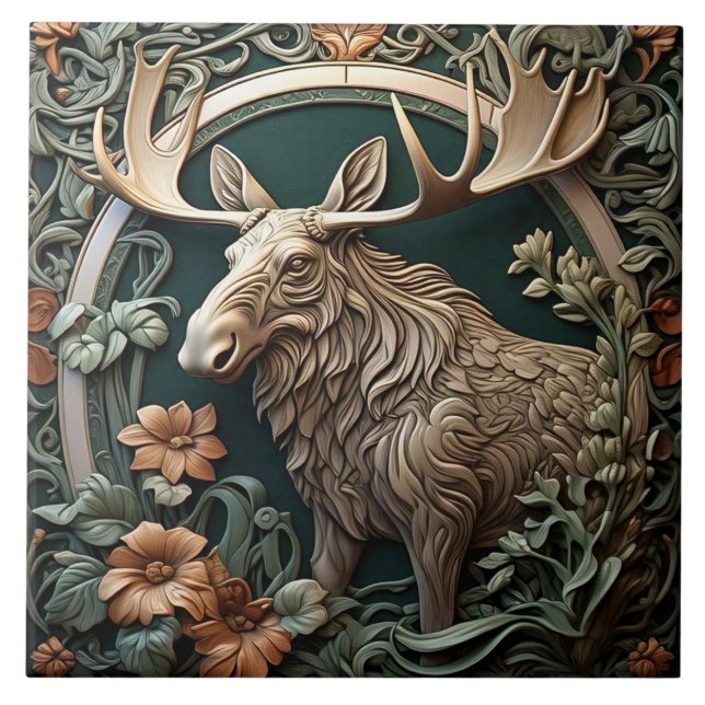 Moose - Art Nouveau Azulejo cerâmico (Frente)