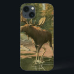 Moose Caminhando na Água<br><div class="desc">Você mora longe da natureza? Essa bela e, no entanto, clássica dá uma impressão de paz e as cores do alce que caminha na água são precisas, o que torna essa imagem muito realista. Obtenha esta arte estilizada da natureza em seus produtos favoritos!</div>