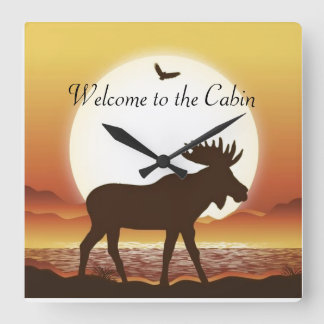 Moose no Relógio de Parede Redondo de Dusk (Grande