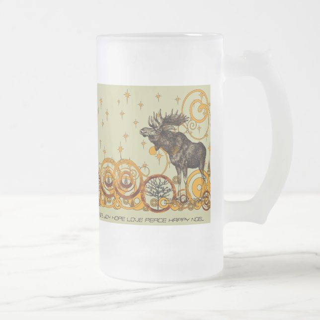 Moose Swirl Stars Moon Peace Joy Ho Ho Ho Caneca d (Direita)