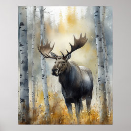Moose Woodland Animal Art Impressão