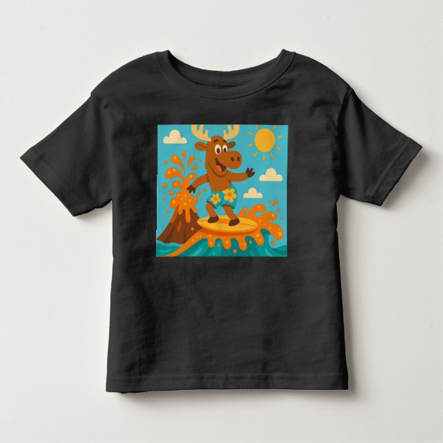 Moosecano Splash! - Kids De Camisa Surf De Volcano (Frente)