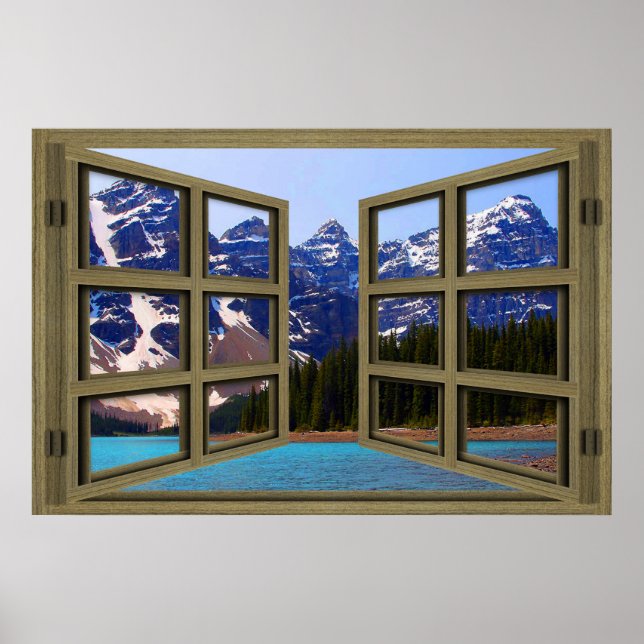 Moraine Lake Brown Wood 6 Painel Aberto Poster (Frente)