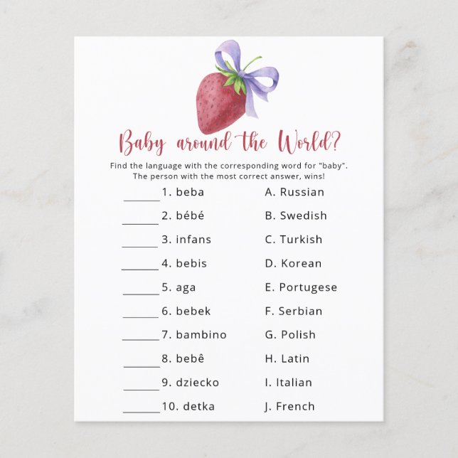 Morango - Bebê em volta do jogo mundial (Frente)