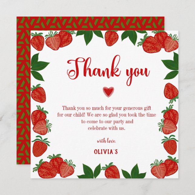 Morango Berry Fruta doce Cartões de agradecimentos (Frente/Verso)