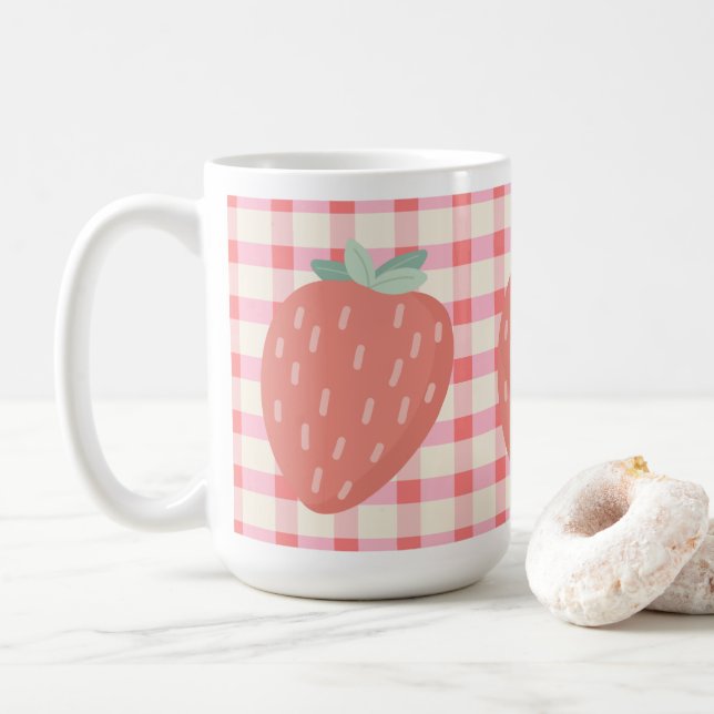 Morango 🌸 caneca de café 15oz (Com Donut)
