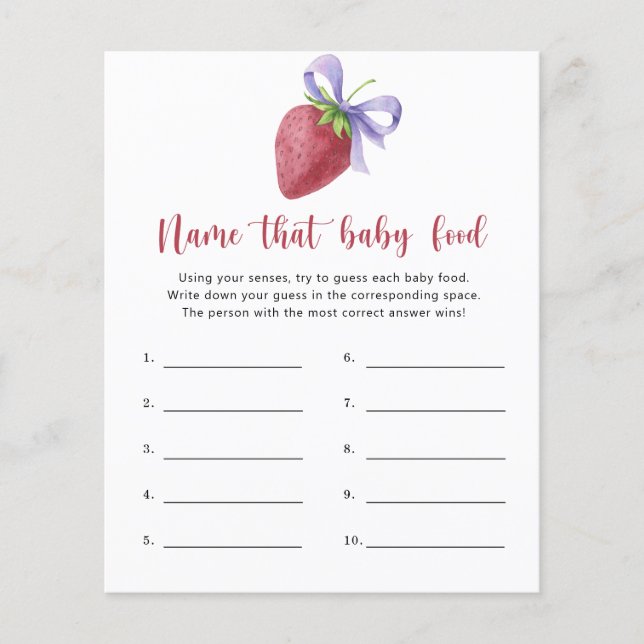 Morango - Diga o nome do jogo de chá de Comida (Frente)