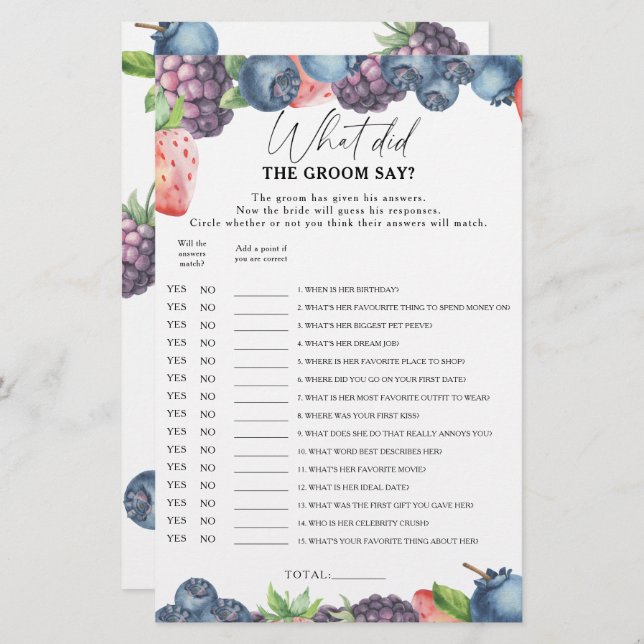 Morango doce - O que o noivo disse como jogo de no (Frente/Verso)