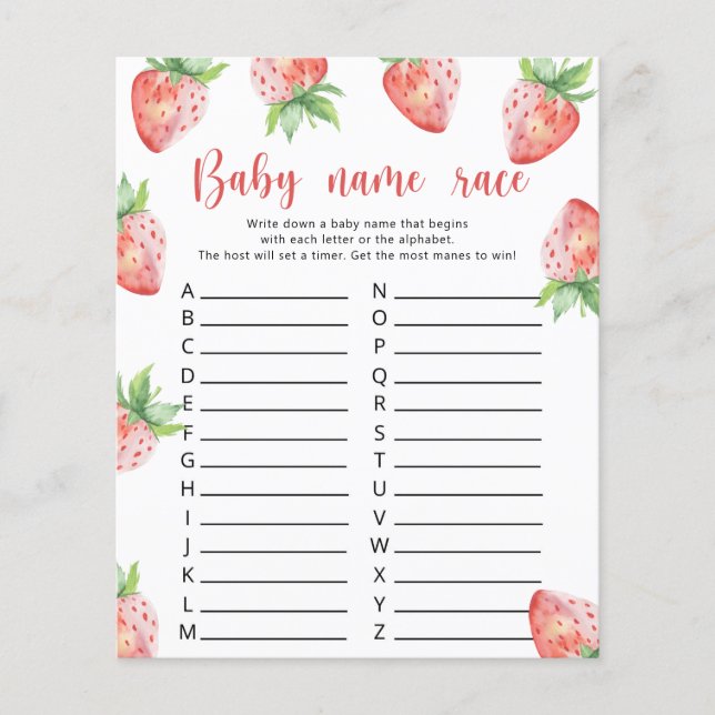 Morango - Jogo da raça do nome do bebê (Frente)