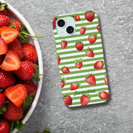 Morango Matcha Stripes Personalizar Capas de iphon