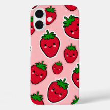 Morango sorridente com bochechas rosadas