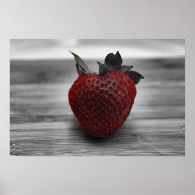 Morango Vermelho Brilhante no Poster de Fotografia (Frente)
