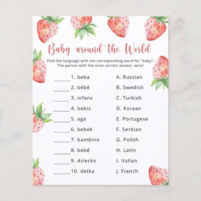 Morangos - Bebê em volta do jogo mundial (Frente)