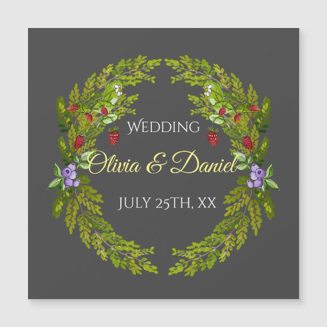 Morangos da floresta aquosa e cogumelos (Frente)