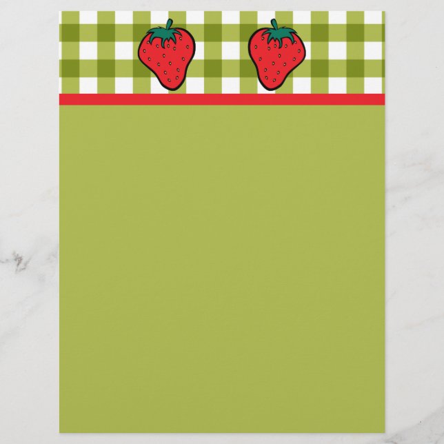 Morangos em Gingham Verde (Frente)