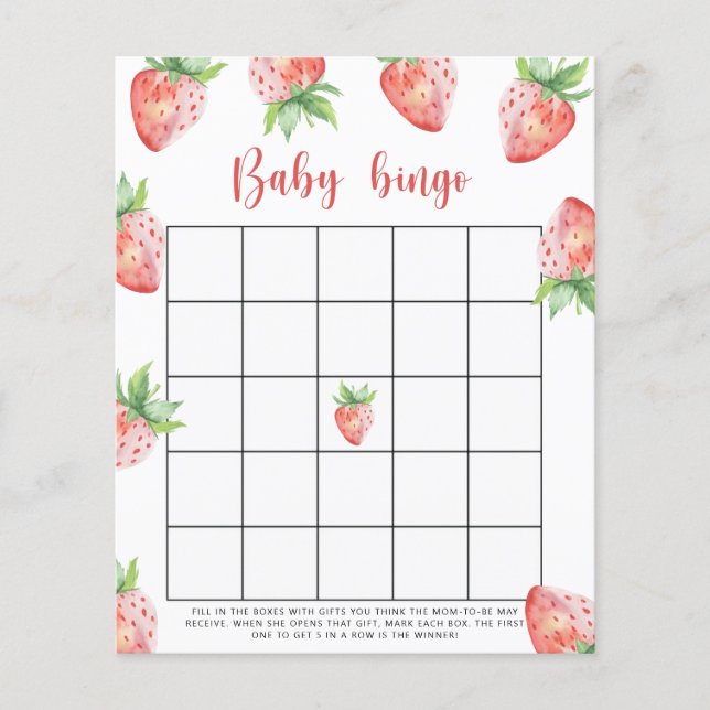 Morangos - Jogo de bingo para chá de bebê (Frente)