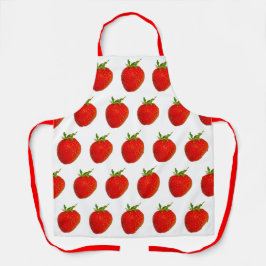 Morangos Vermelho Verde Impressão Apron