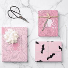 morcego e aranha cor-de-rosa-halloween