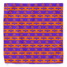 Morcegos E Abóboras Laranja E Roxo Bandana