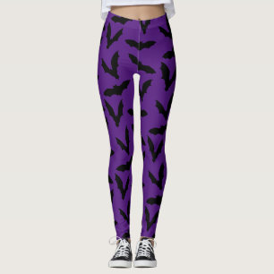 Morcegos Em Leggings De Halloween Roxas
