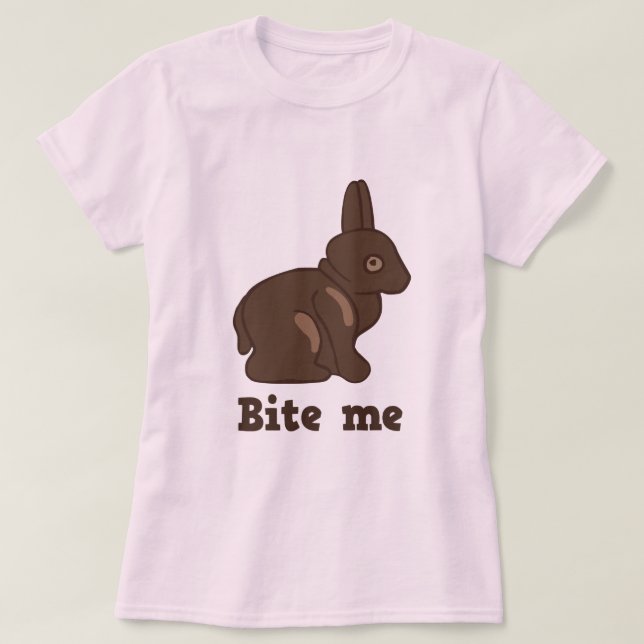 Morda-me t-shirt do coelho do chocolate (Frente do Design)