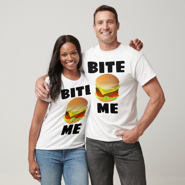 MORDE-ME, CHEESEBURGER, T-shirts engraçadas (Unissex)