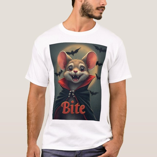 Mordida – Camiseta TinyFur de Halloween do Rato Va (Frente)