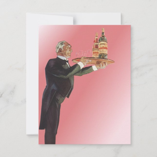 Mordomo Vintage em um Tuxedo servindo vinho na ban (Frente)