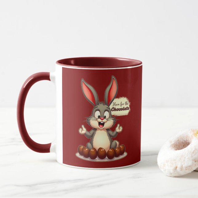 More Chocolate – Funny Easter Bunny - caneca (Com Donut)