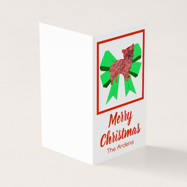 Morkie Christmas Dog & Green Arco Gift Tag (Exterior)