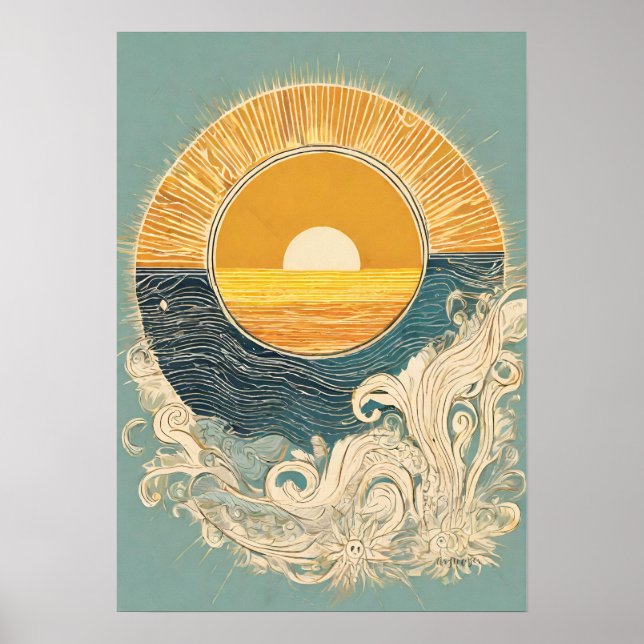 Morning Sunlight Sun Illustration Wall Art Poster (Frente)