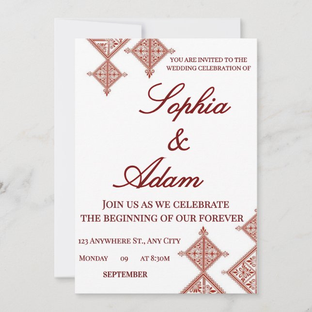 Moroccan Berber Pattern Wedding Invitation (Frente)