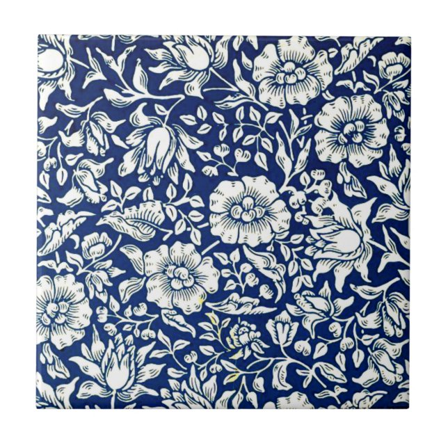 Morris - Azulejo de cerâmica Mallow Azul (Frente)