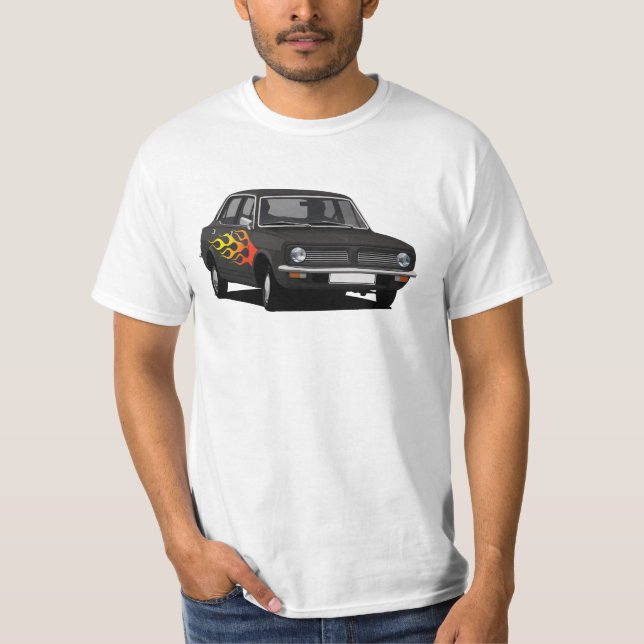 Morris Marina Super - preto com chamas T-Shirt (Frente)