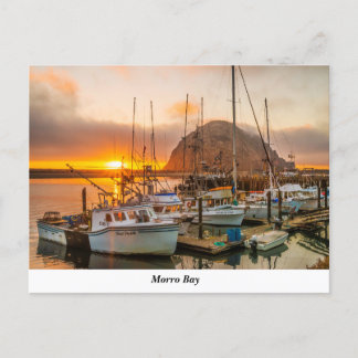 Morro Bay Harbour No Cartão Postal Sunset