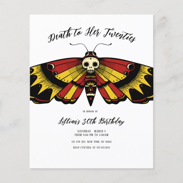 Morte orçamentária de 20 anos Aniversário, Design (Frente)