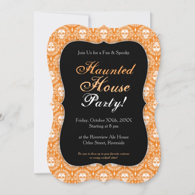 Morto Damask - Chic Sugar Skull - Convites Persona (Frente)