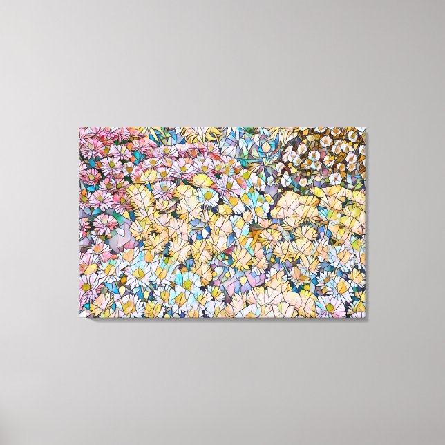 MOSAIC EFFET de flores de crisântemo em canvas (Frente)