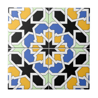 Mosaico 02 de azulejo marroquí azul y negro en