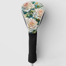 Mosaico de Vidro Colorido com Rosas Brancas