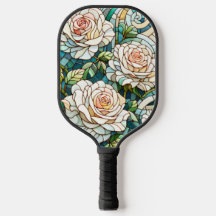 Mosaico de Vidro Colorido com Rosas Brancas