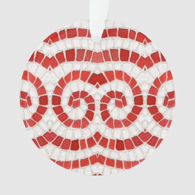MOSAICO IÔNICO VERMELHO Ornamento de Círculo de Ac (Frente)
