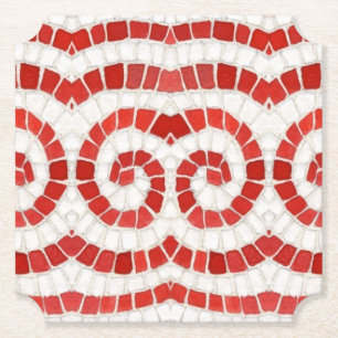 MOSAICO IÔNICO VERMELHO Porta-copos de papel de bi