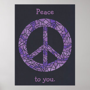 Mosaico Ombre Símbolo da Paz Lavanda Roxo Posters